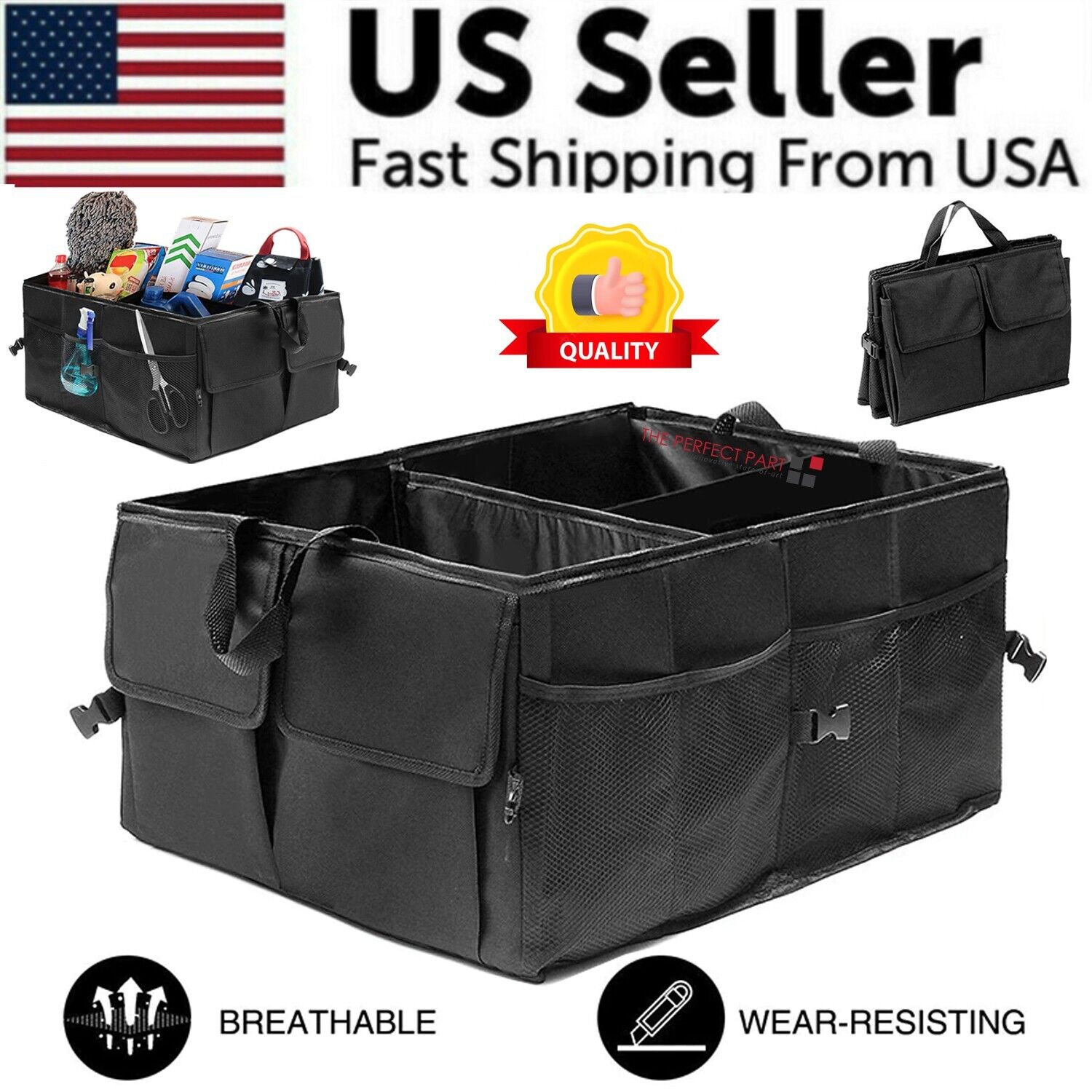 Trunk Cargo Organizer Folding Storage Collapse Bag Bin For Car Truck